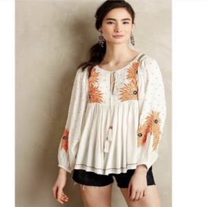 Anthropologie Floreat Austral Beaded Embroidered Top, size Medium